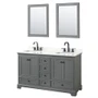 Wyndham Collection Deborah 60" Free Standing Double Basin Vanity Set with Cabinet, Quartz Vanity Top, and Framed Mirror