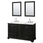 Wyndham Collection Deborah 60" Free Standing Double Basin Vanity Set with Cabinet, Quartz Vanity Top, and Framed Mirror