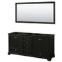 Wyndham Collection Deborah 71" Free Standing Double Wood Vanity Cabinet Only with Mirror - Less Vanity Top