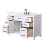 Wyndham Collection Beckett 54" Free Standing Single Basin Vanity Set with Cabinet and Quartz Vanity Top for Widespread Faucets