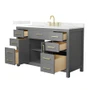 Wyndham Collection Beckett 54" Free Standing Single Basin Vanity Set with Cabinet and Quartz Vanity Top for Widespread Faucets