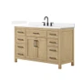 Wyndham Collection Beckett 54" Free Standing Single Basin Vanity Set with Cabinet and Quartz Vanity Top for Widespread Faucets