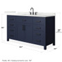 Wyndham Collection Beckett 60" Free Standing Single Basin Vanity Set with Cabinet and Quartz Vanity Top for Widespread Faucets