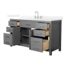 Wyndham Collection Beckett 60" Free Standing Single Basin Vanity Set with Cabinet and Quartz Vanity Top for Widespread Faucets