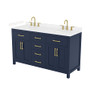 Wyndham Collection Beckett 60" Free Standing Double Basin Vanity Set with Cabinet and Cultured Marble Vanity Top for Widespread Faucets
