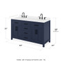 Wyndham Collection Beckett 60" Free Standing Double Basin Vanity Set with Cabinet and Cultured Marble Vanity Top for Widespread Faucets