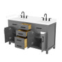 Wyndham Collection Beckett 60" Free Standing Double Basin Vanity Set with Cabinet and Cultured Marble Vanity Top for Widespread Faucets