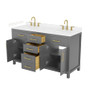 Wyndham Collection Beckett 60" Free Standing Double Basin Vanity Set with Cabinet and Cultured Marble Vanity Top for Widespread Faucets