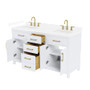 Wyndham Collection Beckett 60" Free Standing Double Basin Vanity Set with Cabinet and Cultured Marble Vanity Top for Widespread Faucets