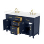 Wyndham Collection Beckett 60" Free Standing Double Basin Vanity Set with Cabinet and Cultured Marble Vanity Top for Widespread Faucets