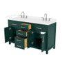 Wyndham Collection Beckett 60" Free Standing Double Basin Vanity Set with Cabinet and Cultured Marble Vanity Top for Widespread Faucets