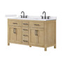 Wyndham Collection Beckett 60" Free Standing Double Basin Vanity Set with Cabinet and Cultured Marble Vanity Top for Widespread Faucets
