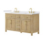 Wyndham Collection Beckett 60" Free Standing Double Basin Vanity Set with Cabinet and Cultured Marble Vanity Top for Widespread Faucets