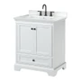 Wyndham Collection Deborah 30" Free Standing Single Basin Vanity Set with Cabinet and Cultured Marble Vanity Top for Widespread Faucets