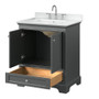 Wyndham Collection Deborah 30" Free Standing Single Basin Vanity Set with Cabinet and Cultured Marble Vanity Top for Widespread Faucets