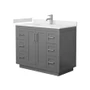 Wyndham Collection Miranda 42" Free Standing Single Basin Vanity Set with Cabinet and Cultured Marble Vanity Top