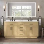 Wyndham Collection Beckett TK 72" Free Standing Double Basin Vanity Set with Cabinet and Quartz Vanity Top