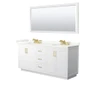 Wyndham Collection Miranda 72" Free Standing Double Basin Vanity Set with Cabinet, Quartz Vanity Top, and Framed Mirror