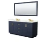 Wyndham Collection Miranda 72" Free Standing Double Basin Vanity Set with Cabinet, Quartz Vanity Top, and Framed Mirror