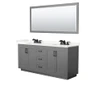 Wyndham Collection Miranda 72" Free Standing Double Basin Vanity Set with Cabinet, Quartz Vanity Top, and Framed Mirror