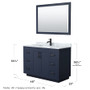 Wyndham Collection Miranda 48" Free Standing Single Basin Vanity Set with Cabinet, Marble Vanity Top, and Framed Mirror