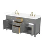 Wyndham Collection Beckett 72" Free Standing Double Basin Vanity Set with Cabinet and Cultured Marble Vanity Top for Widespread Faucets