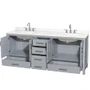 Wyndham Collection Sheffield 80" Free Standing Double Basin Vanity Set with Cabinet and Quartz Vanity Top