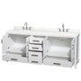 Wyndham Collection Sheffield 80" Free Standing Double Basin Vanity Set with Cabinet and Quartz Vanity Top