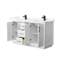 Wyndham Collection Strada 60" Free Standing Double Basin Vanity Set with Cabinet and Quartz Vanity Top