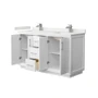 Wyndham Collection Strada 60" Free Standing Double Basin Vanity Set with Cabinet and Quartz Vanity Top