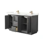 Wyndham Collection Strada 60" Free Standing Double Basin Vanity Set with Cabinet and Quartz Vanity Top