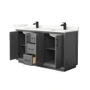 Wyndham Collection Strada 60" Free Standing Double Basin Vanity Set with Cabinet and Quartz Vanity Top
