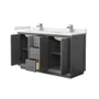 Wyndham Collection Strada 60" Free Standing Double Basin Vanity Set with Cabinet and Quartz Vanity Top