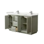 Wyndham Collection Strada 60" Free Standing Double Basin Vanity Set with Cabinet and Quartz Vanity Top