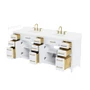 Wyndham Collection Beckett 84" Free Standing Double Basin Vanity Set with Cabinet and Cultured Marble Vanity Top for Widespread Faucets