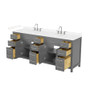 Wyndham Collection Beckett 84" Free Standing Double Basin Vanity Set with Cabinet and Cultured Marble Vanity Top for Widespread Faucets