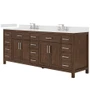 Wyndham Collection Beckett 84" Free Standing Double Basin Vanity Set with Cabinet and Cultured Marble Vanity Top for Widespread Faucets