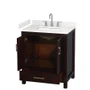 Wyndham Collection Sheffield 30" Free Standing Single Basin Vanity Set with Cabinet and Cultured Marble Vanity Top for Widespread Faucets