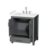 Wyndham Collection Sheffield 30" Free Standing Single Basin Vanity Set with Cabinet and Cultured Marble Vanity Top for Widespread Faucets