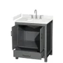 Wyndham Collection Sheffield 30" Free Standing Single Basin Vanity Set with Cabinet and Cultured Marble Vanity Top for Widespread Faucets