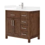 Wyndham Collection Beckett 36" Free Standing Single Basin Vanity Set with Cabinet and Cultured Marble Vanity Top for Single Hole Faucets