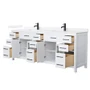 Wyndham Collection Beckett 84" Free Standing Double Basin Vanity Set with Cabinet and Quartz Vanity Top for Single Hole Faucets