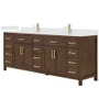 Wyndham Collection Beckett 84" Free Standing Double Basin Vanity Set with Cabinet and Quartz Vanity Top for Single Hole Faucets