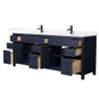 Wyndham Collection Beckett 84" Free Standing Double Basin Vanity Set with Cabinet and Quartz Vanity Top for Single Hole Faucets