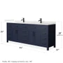 Wyndham Collection Beckett 84" Free Standing Double Basin Vanity Set with Cabinet and Quartz Vanity Top for Single Hole Faucets