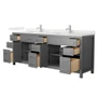 Wyndham Collection Beckett 84" Free Standing Double Basin Vanity Set with Cabinet and Quartz Vanity Top for Single Hole Faucets