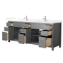 Wyndham Collection Beckett 84" Free Standing Double Basin Vanity Set with Cabinet and Quartz Vanity Top for Single Hole Faucets
