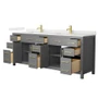 Wyndham Collection Beckett 84" Free Standing Double Basin Vanity Set with Cabinet and Quartz Vanity Top for Single Hole Faucets
