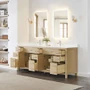 Wyndham Collection Beckett 84" Free Standing Double Basin Vanity Set with Cabinet and Quartz Vanity Top for Single Hole Faucets