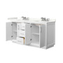 Wyndham Collection Strada 66" Free Standing Double Basin Vanity Set with Cabinet and Quartz Vanity Top